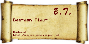 Beerman Timur névjegykártya